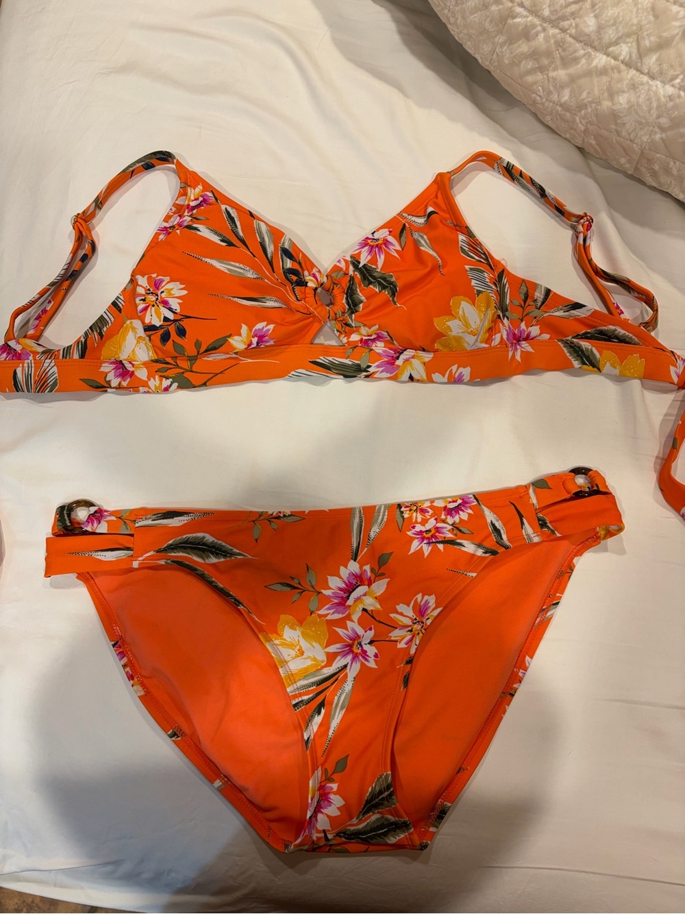 Xhilaration Orange Tropical Floral Bikini Set